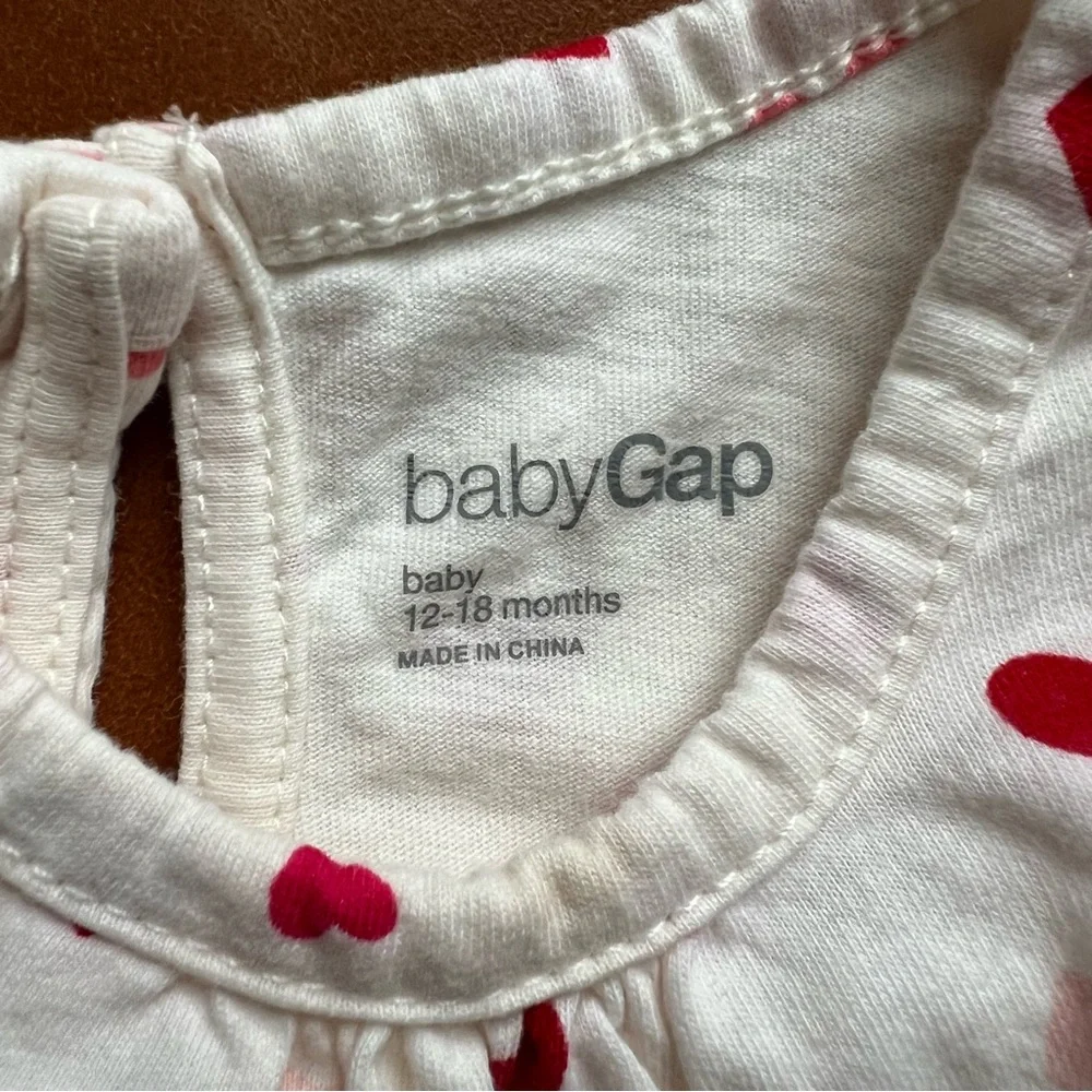 GAP Baby White Peplum Bodysuit with Hearts, 12-18mo